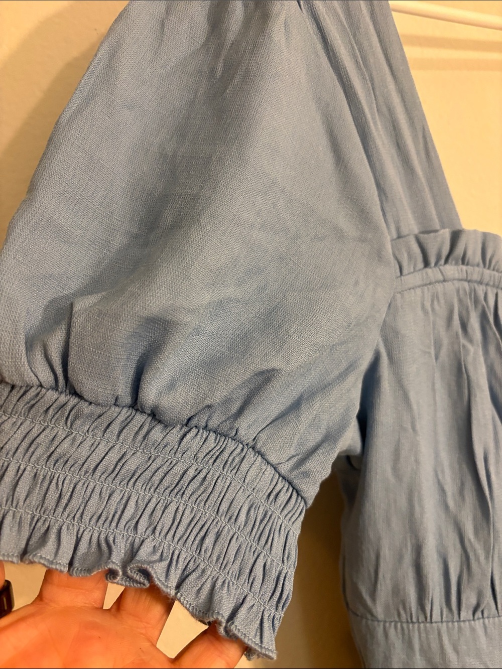 Trixxi Light country Blue Midi Dress with Puff Sleeves - Picture 2 of 7